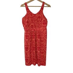 Tehama red orange summer sundress athletic shelf bra women's size large summer